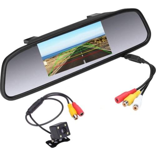 New CCD HD Waterproof Parking Monitors System 4 LED Night Vision Car Rear View Camera 4.3 inch Car Rearview Mirror Monitor