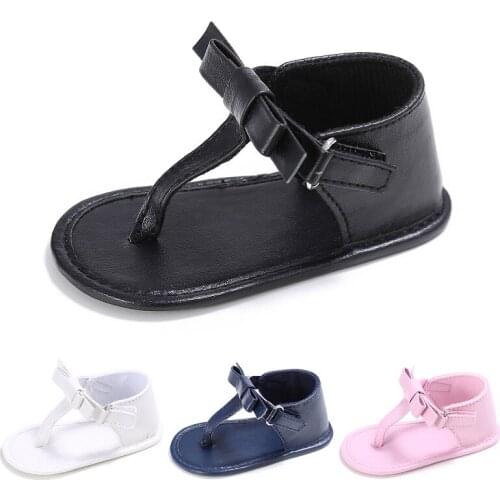 Newly Summer Fashion Casual Toddler Baby Girls Sandals Shoes Solid Flat with Heel Hook Bowknot Prewalker Anti-slip Pram Shoes