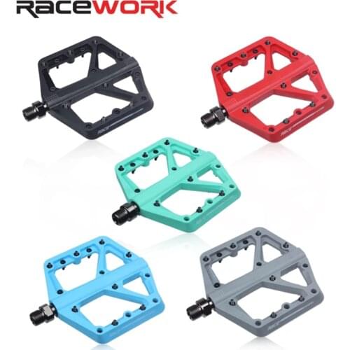 RACEWORK MTB Bike Nylom Pedal Ultralight 349 9/16 inch Seal Bearings Flat Mountain Bicycle Pedals Road BMX Platform Pedal Parts