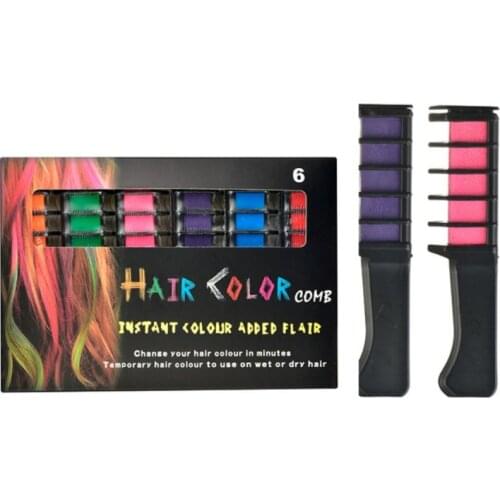 6 Colors Disposable Personal Use Hair Chalk Color Comb Dye Kits Temporary party Cosplay Salon Hair Coloring Hair Care