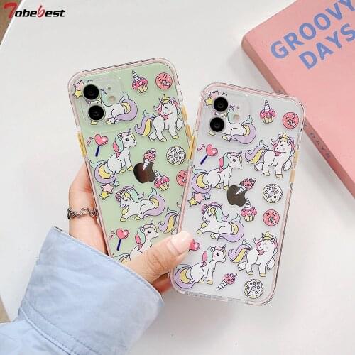 Tobebest Unicorn Clear Phone Cases for iPhone 12 Pro Max 11 pro max X XS XR 7 8 Plus SE 2020 Soft Cover Shell