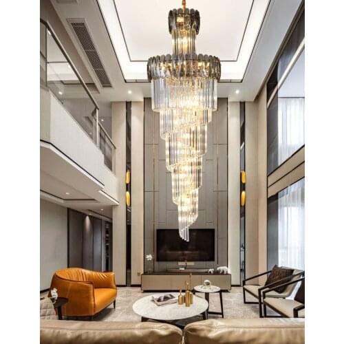 Luxury Crystal Chandelier for Staircase Spiral Design Modern Chandeliers Lighting Hallway Lobby Light Fixtures Home Decor Lamps