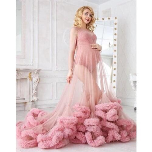 Pink Maternity Bathrobe Sleepwear Bathrobe Boudoir Dress A Line Kimono Dressing Gown Babydoll Sexy Lingerie Bath Robes De Mariée