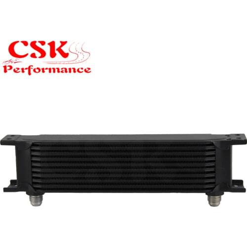 Universal Aluminum 10 Row 248mm AN8 Engine Oil Cooler 3/4" UNF-16 Black/Silver