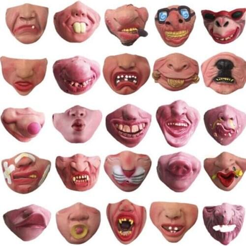 Fun Mask Big Lips Headgear Pet Funny Mouth Tooth Mask Popular Halloween Face Mask Realistic Adults Full Face Horror Mouth-muffle