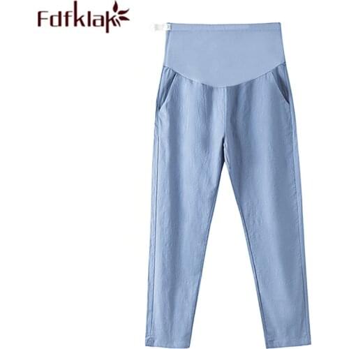 Fdfklak Spring Summer Maternity Pants 2020 New Casual Clothes For Pregnant Women Loose Blue Pregnancy Pants Women Trousers F234