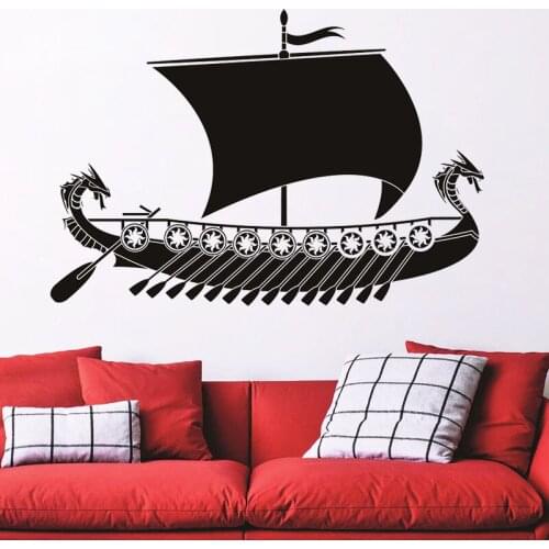 Dragon Viking Ship Wall Sticker Home Decor Boat Decal Living Room Decoration Vinyl Art Wallpaper For Bedroom Kids Children Room