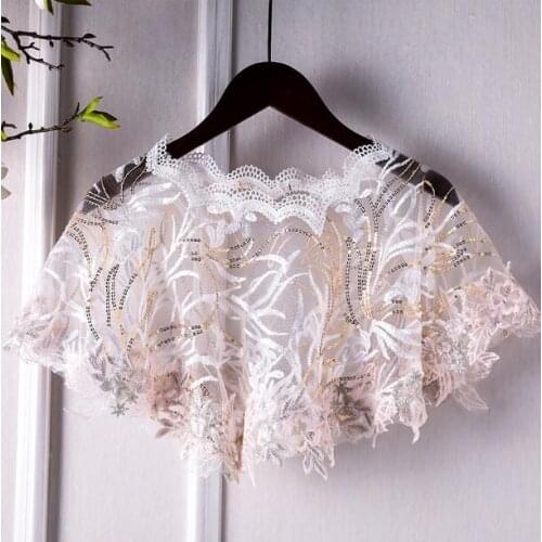 Womens shiny sequins beaded mesh Pashmina Female Summer Sunscreen Mesh Lace Shawl cloak R2156