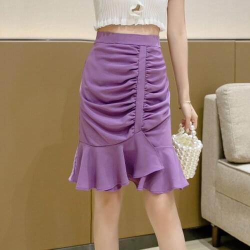 Fashion Temperament pleated Skirt Women 2021Summer Mermaid skirt package Hip skirt
