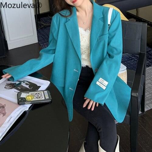 Mozuleva Chic Loose Women Blazer Spring Summer Single Buttons Female Oversized Suit Jacket Full Sleeve Outwear Girls Coats 2021