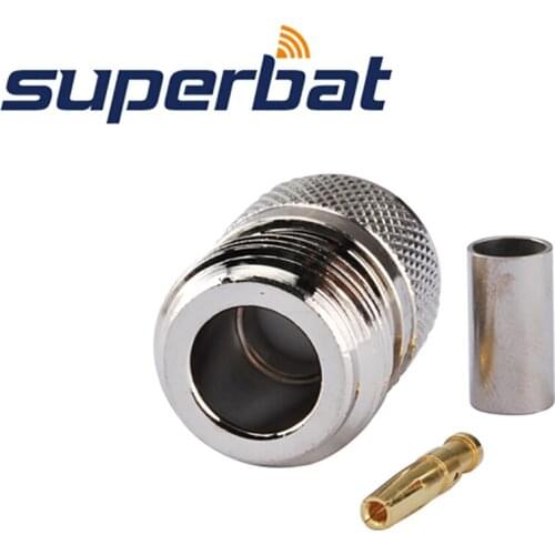 Superbat 10 pcs N Crimp Jack Female for RG58 RG142 RG400 LMR19 Cable