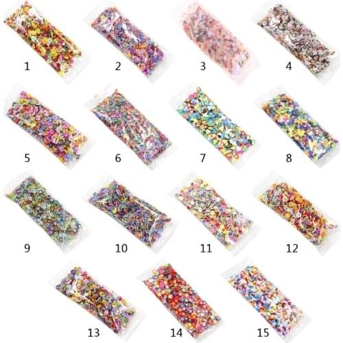1000Pcs/Pack Clay Resin Fillings Craft Fruit Leaf Flowers Pattern Mixed Filler for DIY Epoxy Resin Jewelry Nail Decor C1FE