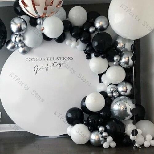 123pcs Marble Balloons Garland Kit Wedding Decor Chrome Sliver Black White Balloon Arch Baby Shower Hollywood Party Decoretion