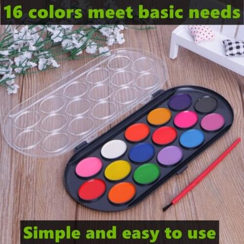 16-color solid watercolor paint set portable childrens graffiti watercolor brush school childrens professional art supplies