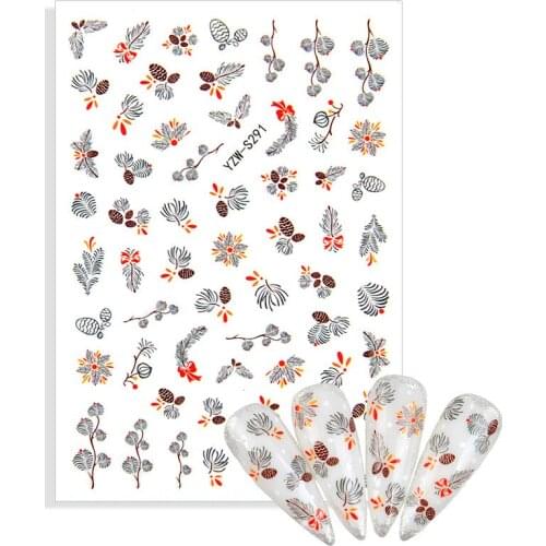 3D Back Glue Decal Decorations Christmas Stickers For Nails Black Leaf Linear Adhesive Decals Slider Manicure Tools Tips Beauty