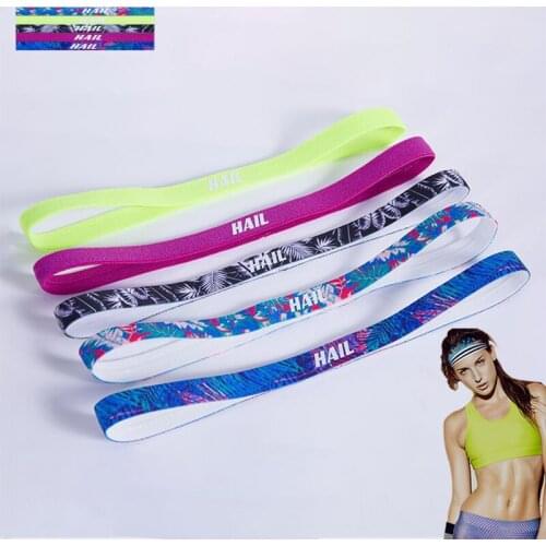 5pcs Yoga Elastic Sweatband Sports Gym Headband Anti-Slip Men Women Breathable Basketball Fitness Volleyball Cycling Hair Band