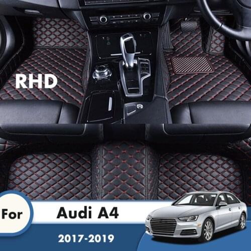 RHD Car Floor Mats For Audi A4 2019 2018 2017 Car Carpet Artificial Leather Rugs Custom Auto Foot Pads Automobile Interior Cover