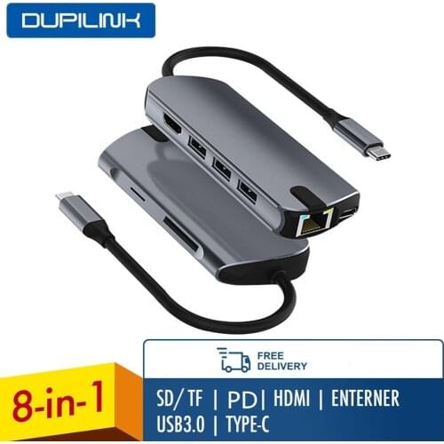 DUPILINK USB C Type C to HDMI HUB Dock USB 3.0 RJ45 Lan PD100W USB C HUB for MacBook Pro Computer Accessories USB C Splitter