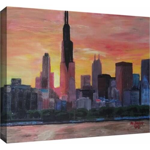 Home Decoration Wall Art Canvas Paintings Pictures Hd Prints Modern Chicago City Sunset Scenery Poster Bedroom Modular No Frame
