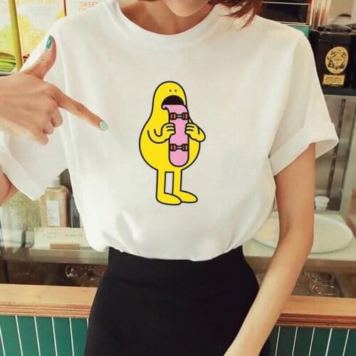 Funny Shobu Tsuchiya Illustration Skateboard Print T Shirt Women Tops Harajuku Shirt Summer Loose Tee Shirt Femme Camiseta Mujer