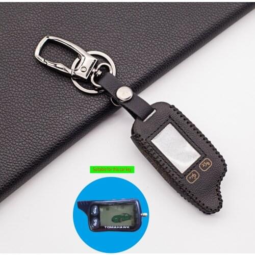 2-Way TZ 9030 LCD Remote Control Leather Key Case Cover for Russian Two way Car Alarm Tomahawk TZ-9030 TZ9020 TZ7010 H1 H2