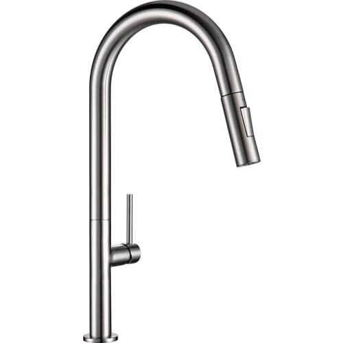 Brass Pull Out Kitchen Faucet Brushed Chrome and Black 360 degree rotation kitchen Hot and cold water Sink taps Kitchen Faucet