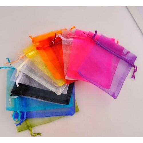 1000pcs 5x7 7x9 9x12 10x15cm Drawstring Organza Bags Jewelry Packaging Bags Wedding Party Gift Bag Christmas Birthday Gift Bags