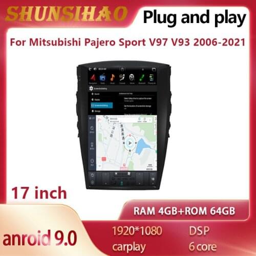 Tesla style android all in one Car Radio navigation For MITSUBISHI PAJERO Shogun Montero 2006-2021 Multimedia CarPlay Player