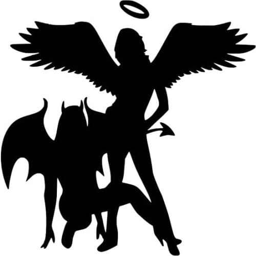 Decals funny angel devil car stickers part fantastic car motorcycle exterior accessories popular fashion style vinyl