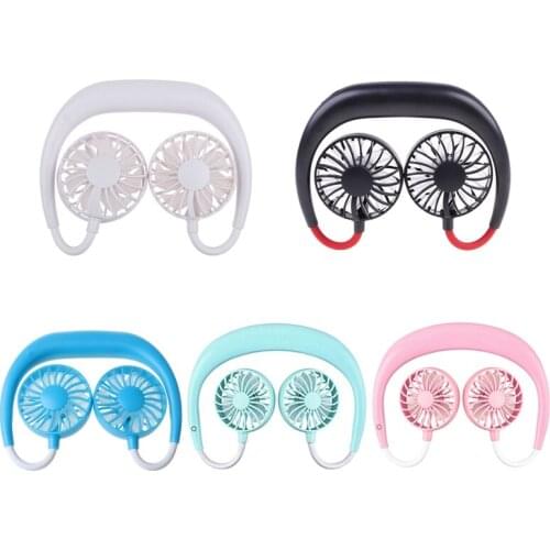 Hands-free Neck Band Hands-Free Hanging USB Rechargeable Dual Fan Mini Air Cooler Summer Portable
