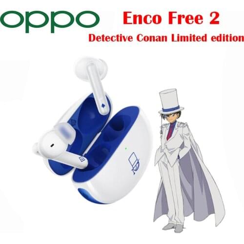 Official OPPO ENCO Free 2 Detective Conan TWS Earphone Wireless Earbuds 3 Mic Call Noise Cancellation For RENO6 Pro + Find X3