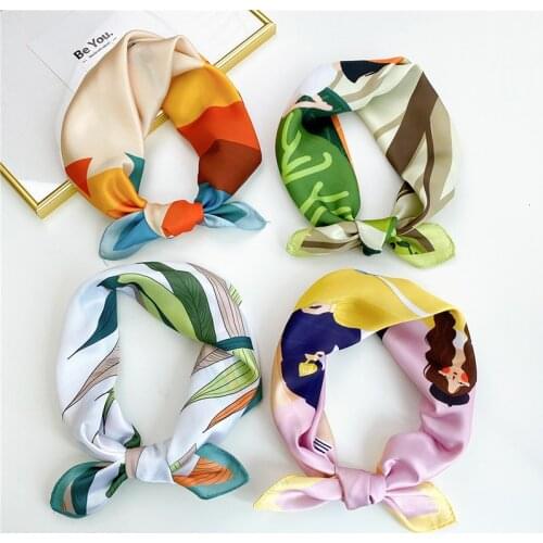 DIY Print Small Scarf Floral Printed Women Girls Fashion Riband Handle Bags Scarf Narrow Long Wrist Small Ribbon Hair Band