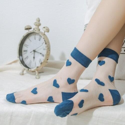 Fashion Design Crystal Silk Long Socks Summer Thin Breathable Woman Socks Harajuku Retro Japanese Kawaii Cute Transparent Socks
