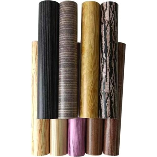 135*30cm Wholesale Wood Texture Printed PU Synthetic Leather Fabric Roll for Making Craft/Cover/Handbag/Wallpaper/Clothing/Belt