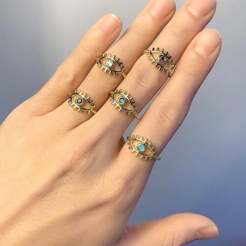 Evil Eye Rings For Women Bague Genuine Gold Plated Ring CZ Jewelry Aesthetic Ring For Girl Accessories Turkey Finger Rings Party