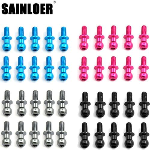 SAINLOER 10Pcs M3 Metal Hex Ball Head Screws for Tamiya TT01 TT02 Sakura D5 1/10 RC Drift Car Spare Parts Universal