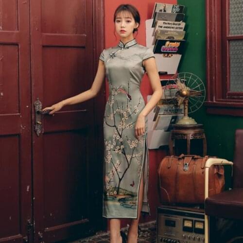 Silk Cheongsam Traditional chinese dress Summer Women
