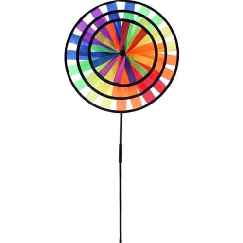 Outdoor Rainbow Wheel Windmill childrens toy camping round windmill Christmas Camp Decoration