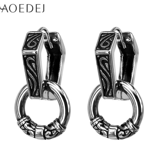 AOEDEJ Vintage Double Hoop Earrings Stainless Steel Punk Black Hoop Earrings For Men Ethnic Earrings Huggie Oorbellen kinderen