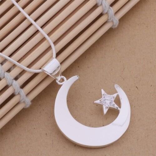 XL-AN160 Hot 925 Jewelry Personality Wholesale Free Shipping Necklaces For Women&man Fashion Jewelry Pendant Moonand Star