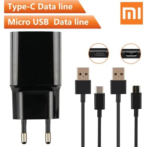 Xiaomi Original 5V 2A Travel Wall Charger Adapter For Xiaomi MI5 Max 3S Redmi Note 3 4 Pro 4X 5 5S Type-C Micro USB Data Cable