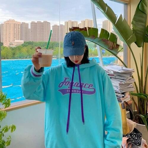 Japanese loose warm style hooded sweater women coat clothes letter printing autumn new street park was thin and wild Harajuku