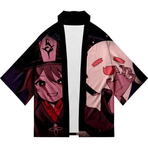Genshin Impact Hu Tao Japanese Kimono Clothing Yukata Cardigan Sun Protection Clothing manga Seven-point Sleeve Clothes leisure