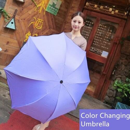 Aprince Black Coating Sun Umbrella College Style Umbrella Sunshade Anti-UV Tri-Fold Umbrella Color Changing All-Weather Umbrella