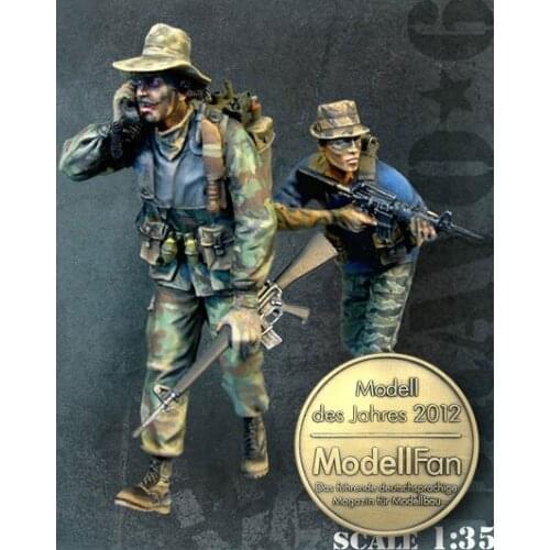 1/35 scale US Vietnam War Communications Soldier 2 people miniatures Resin Model Kit figure Free Shipping