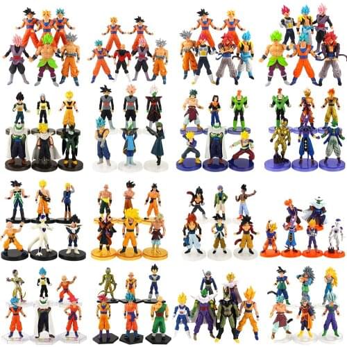12-19cm 6pcs/Lot Dragon Ball Z Super Saiyan Goku Vegeta Brolly Frieza Broli Cell Gohan Trunks Krillin Piccolo PVC Figure Toy
