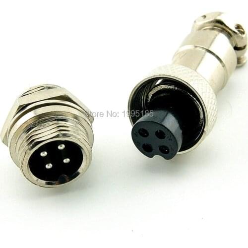 2Pcs GX12 4 Pin Male & Female 12mm Wire Panel Connector Aviation Plug GX12 Circular Connector Socket Plug