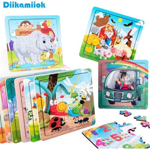 2021 New 25 Pieces Wooden Puzzle Toy Kids Cartoon Jigsaw Puzzles Game Baby Cognitive Enlightenment Educational Toys for Children