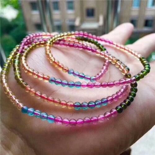 4ROWS Genuine Natural Colorful Crystal Crystal Beads Bracelet AAAA 3.3mm