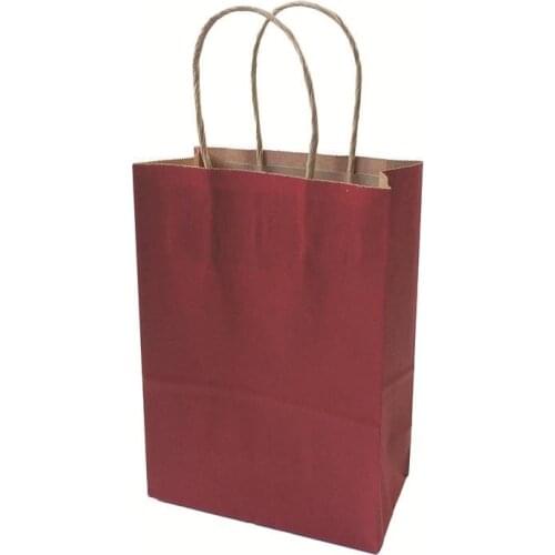 40PCS red color paper bag with handles 21x15x8cm DIY Multifunction Festival gift bag wedding party gift kraft paper bags